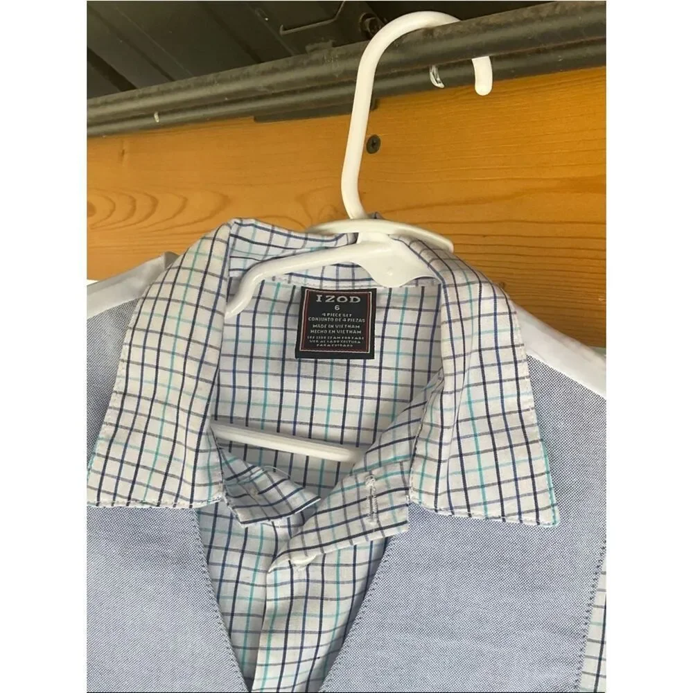 Take 50% OFF- Izod Light Blue Boys' Vest, Shirt & Pants 3-Piece Set, Size-6